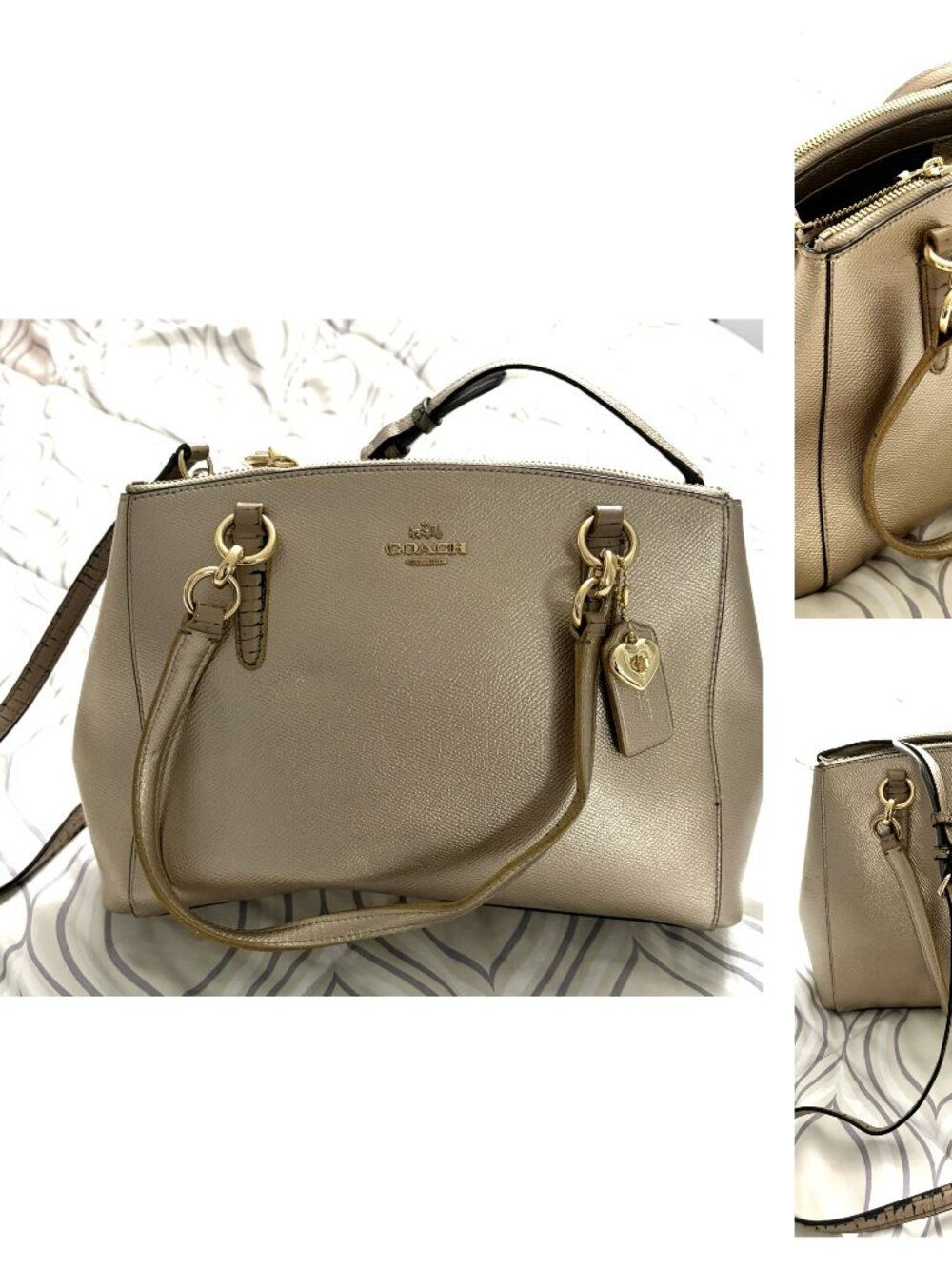 Coach Mini Christie Carryall Handbag F23337 Metallic Platinum Gold